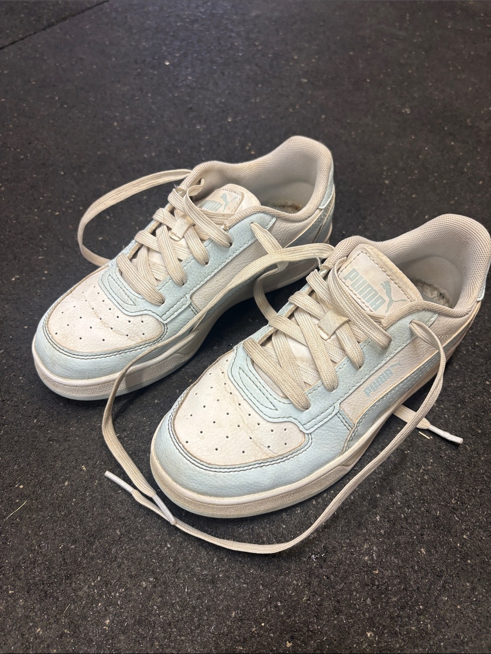 Puma Kids' White and Light Blue Low-Top Sneakers